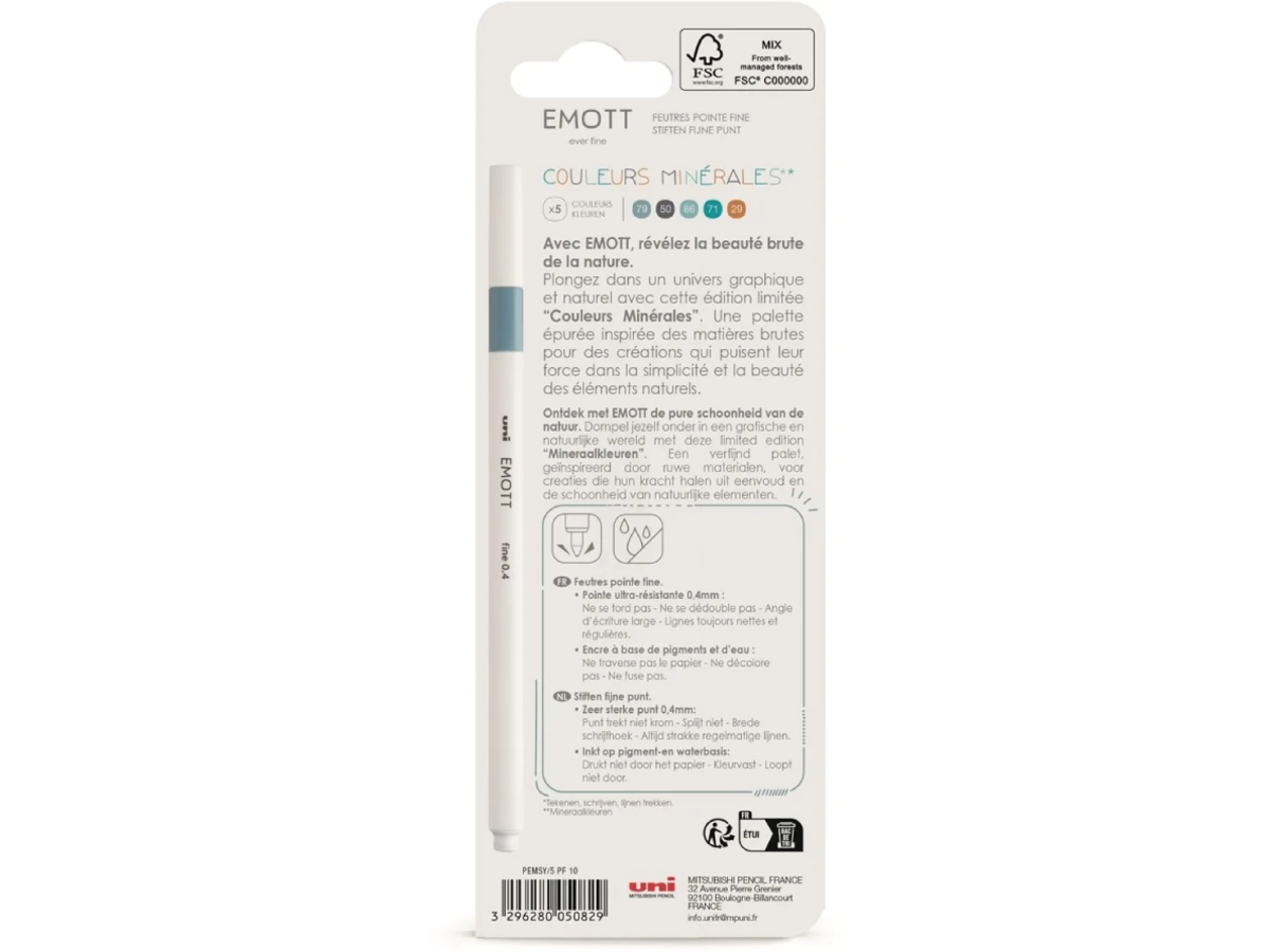 UNI-BALL EMOTT FINELINER SET MINERALS 5X 2