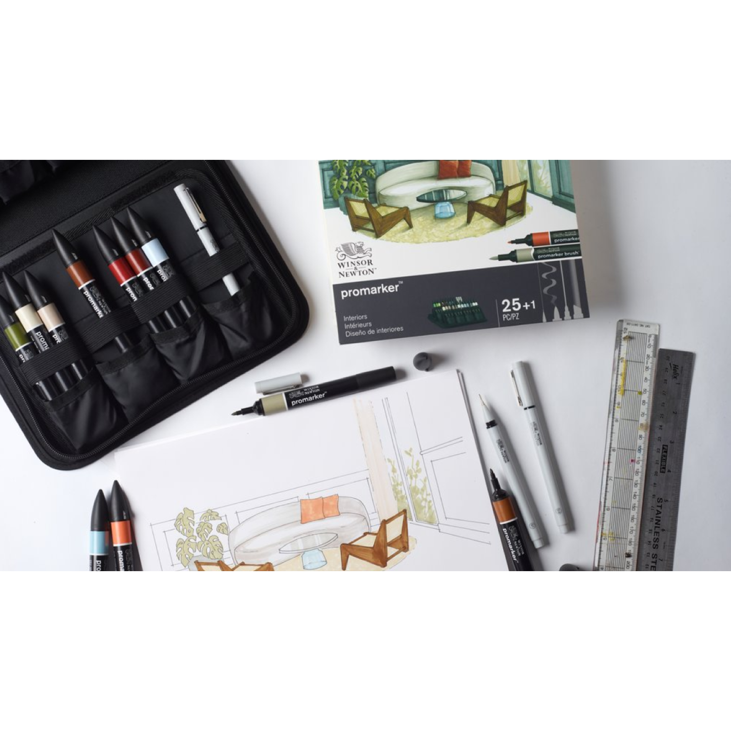 WINSOR & NEWTON PROMARKER SET INTERIOR DESIGN 26X ETUI 6