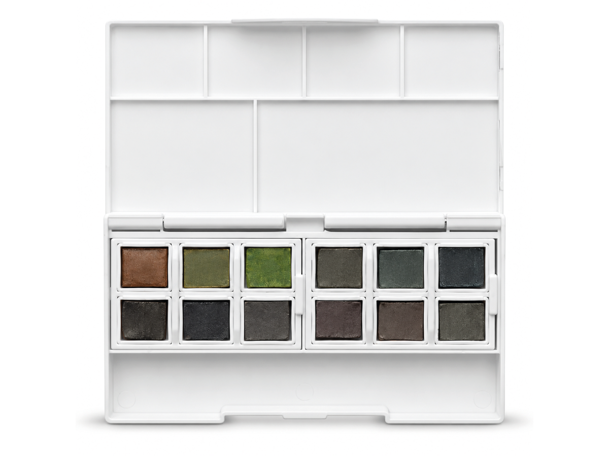 DERWENT GRAPHITINT AQUARELL REISE-SET 1 12 NÄPFCHEN + WASSERTANKPINSEL 2