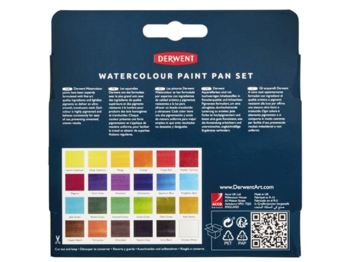 DERWENT AQUARELLFARBEN SET WATERCOLOUR 24 NÄPFCHEN 2