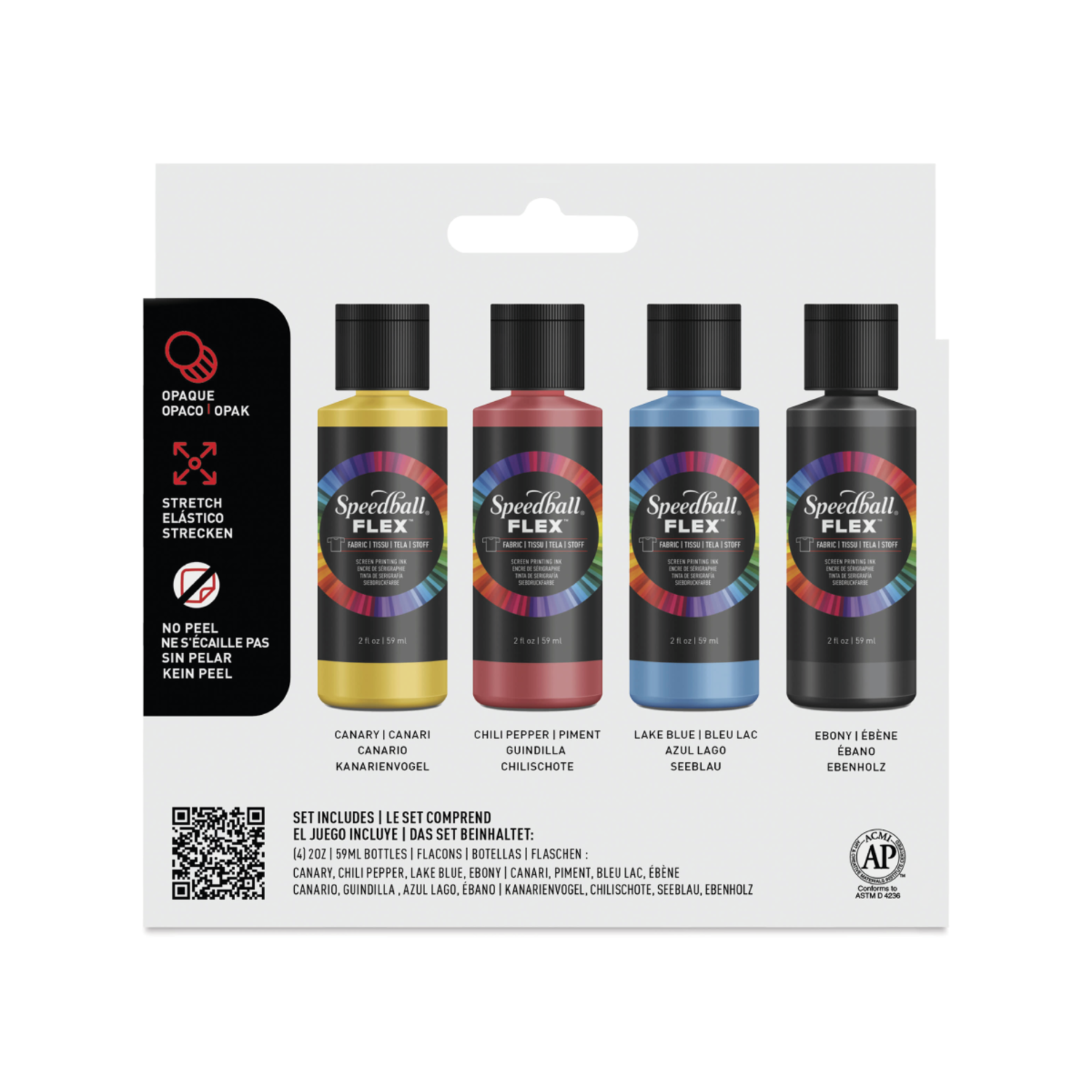 SPEEDBALL FLEX SCREEN PRINTING FABRIC INK SET 4X 3