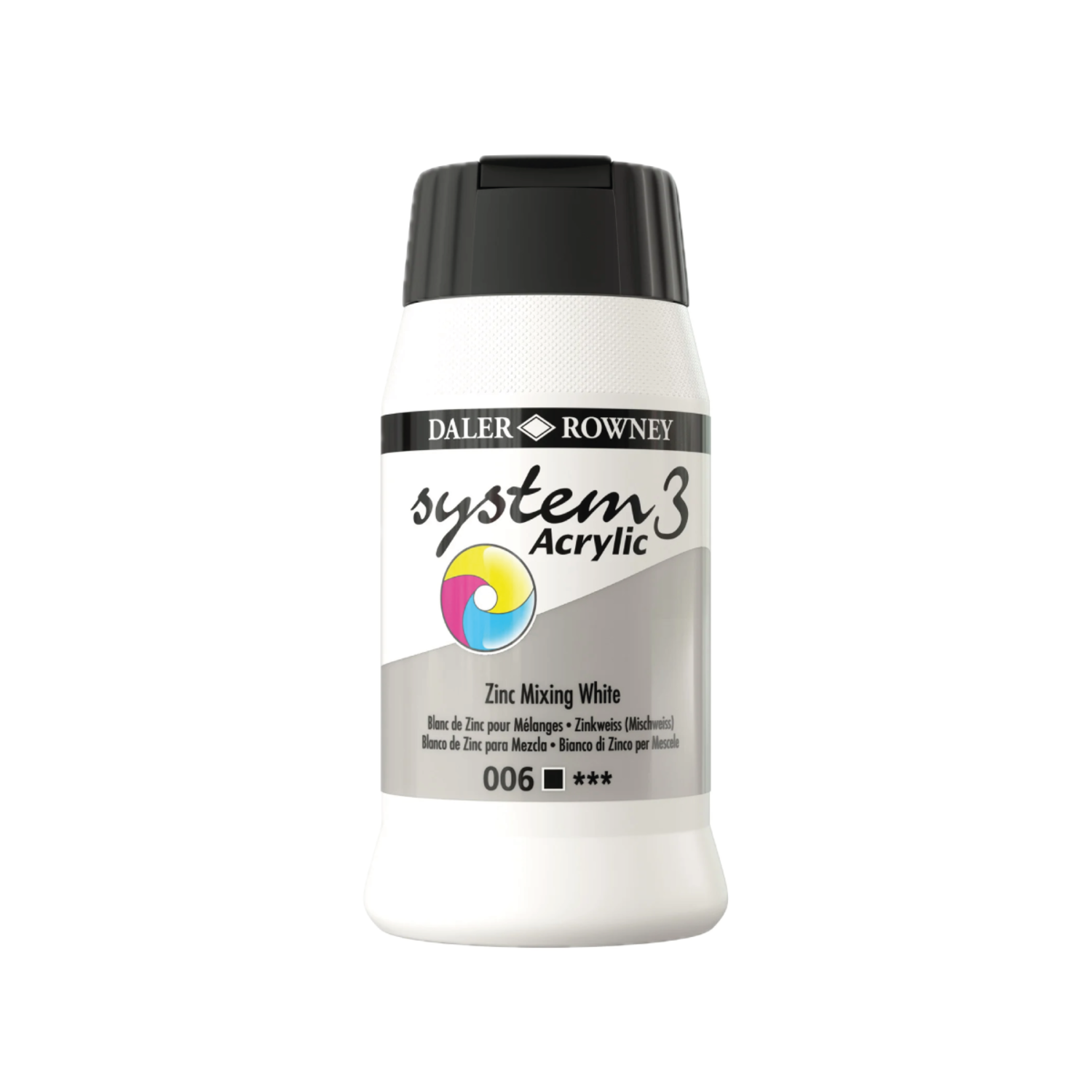 DALER ROWNEY SYSTEM 3 ACRYL 500ML 006 ZINC MIXING WHITE 3