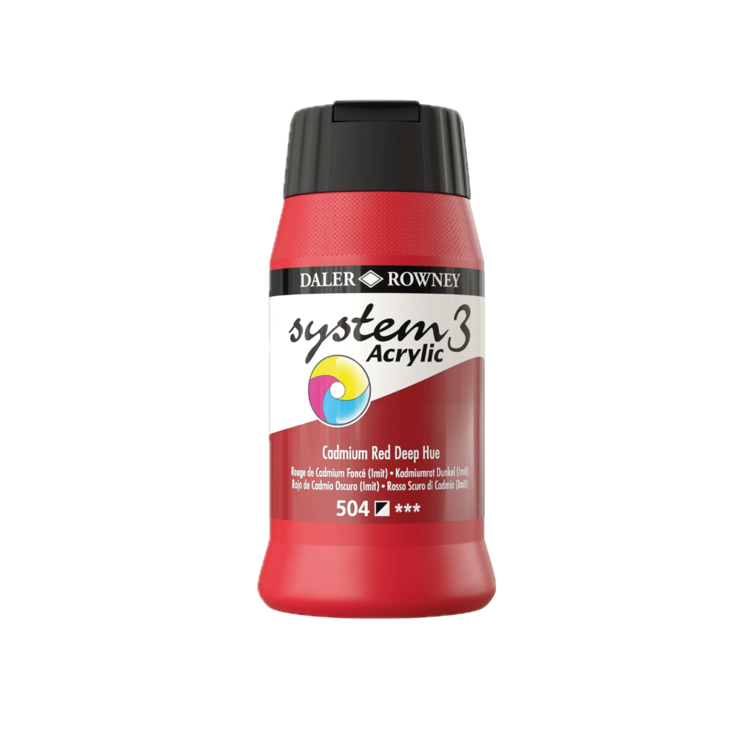 DALER ROWNEY SYSTEM 3 ACRYL 500ML 504 CADMIUM RED DEEP HUE 3